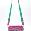 House Of Holland Cross Body Bag In Pink And Mint With ‘House’ Print