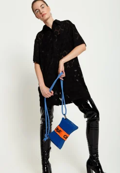 House Of Holland Cross Body Bag In Teddy Dark Blue And Orange
