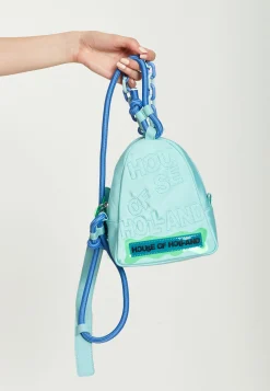 House Of Holland Cross Body Bag With Quilted Logo In Blue Tones And Ro