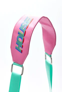 House Of Holland Cross Body Bag In Pink And Mint With ‘House’ Print