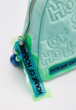 House Of Holland Cross Body Bag With Quilted Logo In Blue Tones And Ro