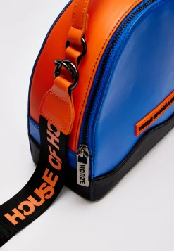 House Of Holland Cross Body Bag In Royal Blue, Orange And Black With P
