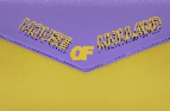 House Of Holland Cross Body Bag In Purple And Yellow With A Chain Deta