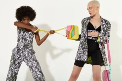 House Of Holland Cross Body Bag In Yellow With A Rainbow Print Flap