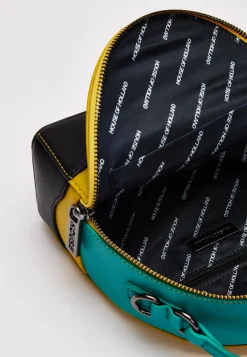 House Of Holland Cross Body Bag In Yellow, Black And Blue With Printed