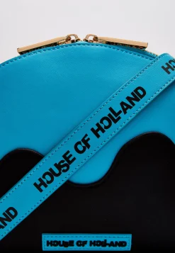 House Of Holland Cross Body Bag In Royal Blue Printed Logo