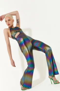 House of Holland Cut Out Halter-Neck Jumpsuit in Rainbow