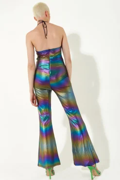 House of Holland Cut Out Halter-Neck Jumpsuit in Rainbow