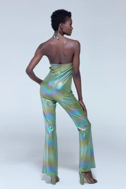 House of Holland Cut Out Halter-Neck Jumpsuit in Green