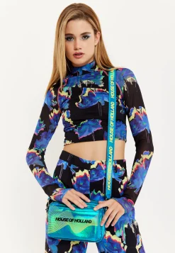 House of Holland Cyber Wave Blue Metallic Crossbody Bag