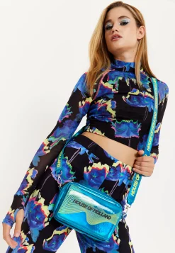House of Holland Cyber Wave Blue Metallic Crossbody Bag