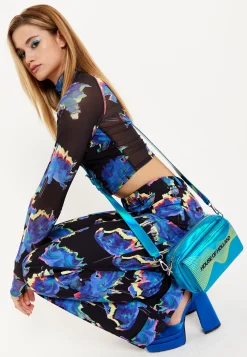 House of Holland Cyber Wave Blue Metallic Crossbody Bag
