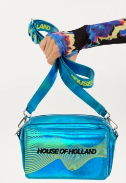 House of Holland Cyber Wave Blue Metallic Crossbody Bag