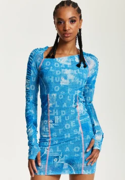 House Of Holland Denim Print Mini Dress