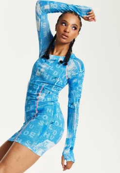 House Of Holland Denim Print Mini Dress