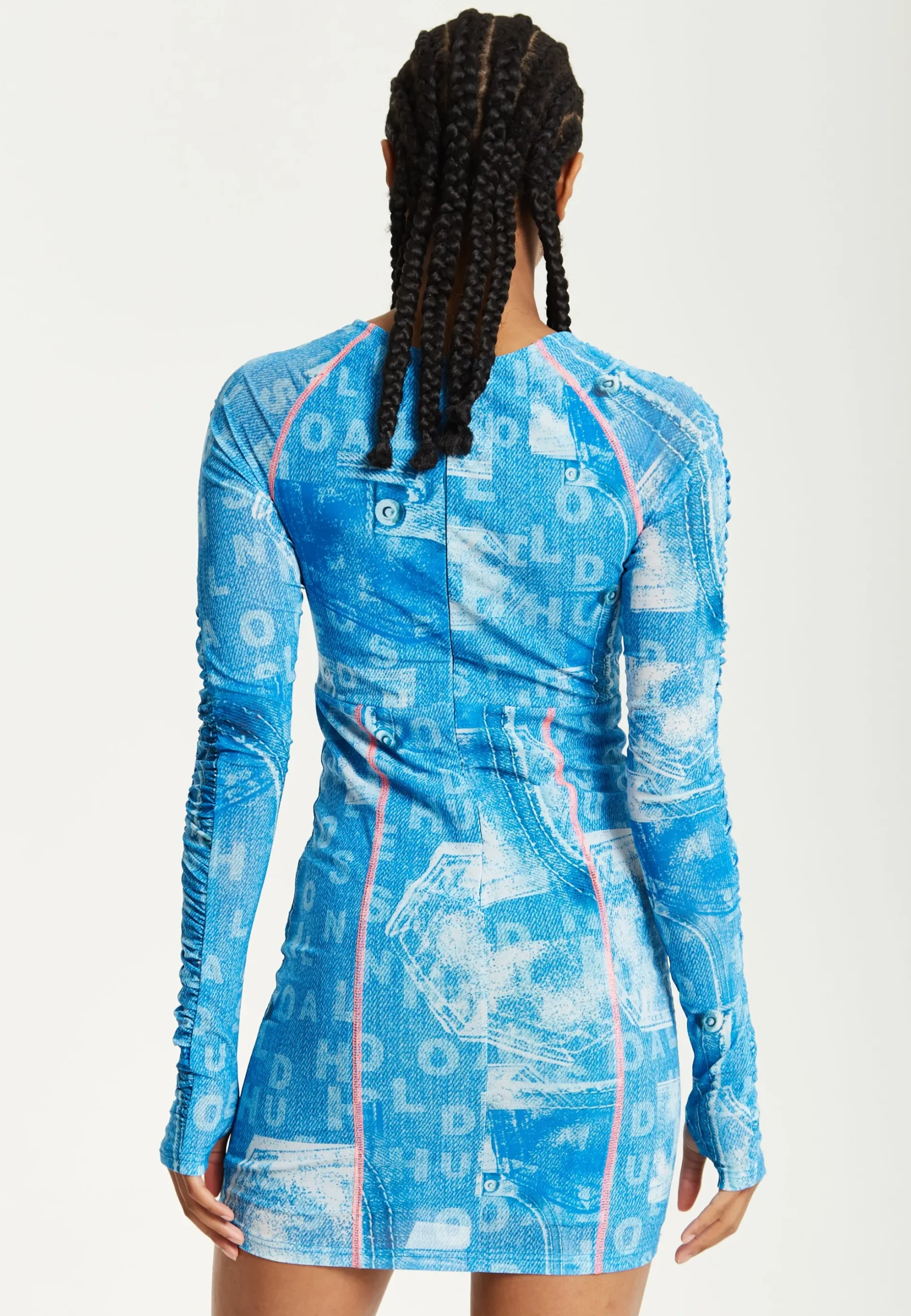 House Of Holland Denim Print Mini Dress