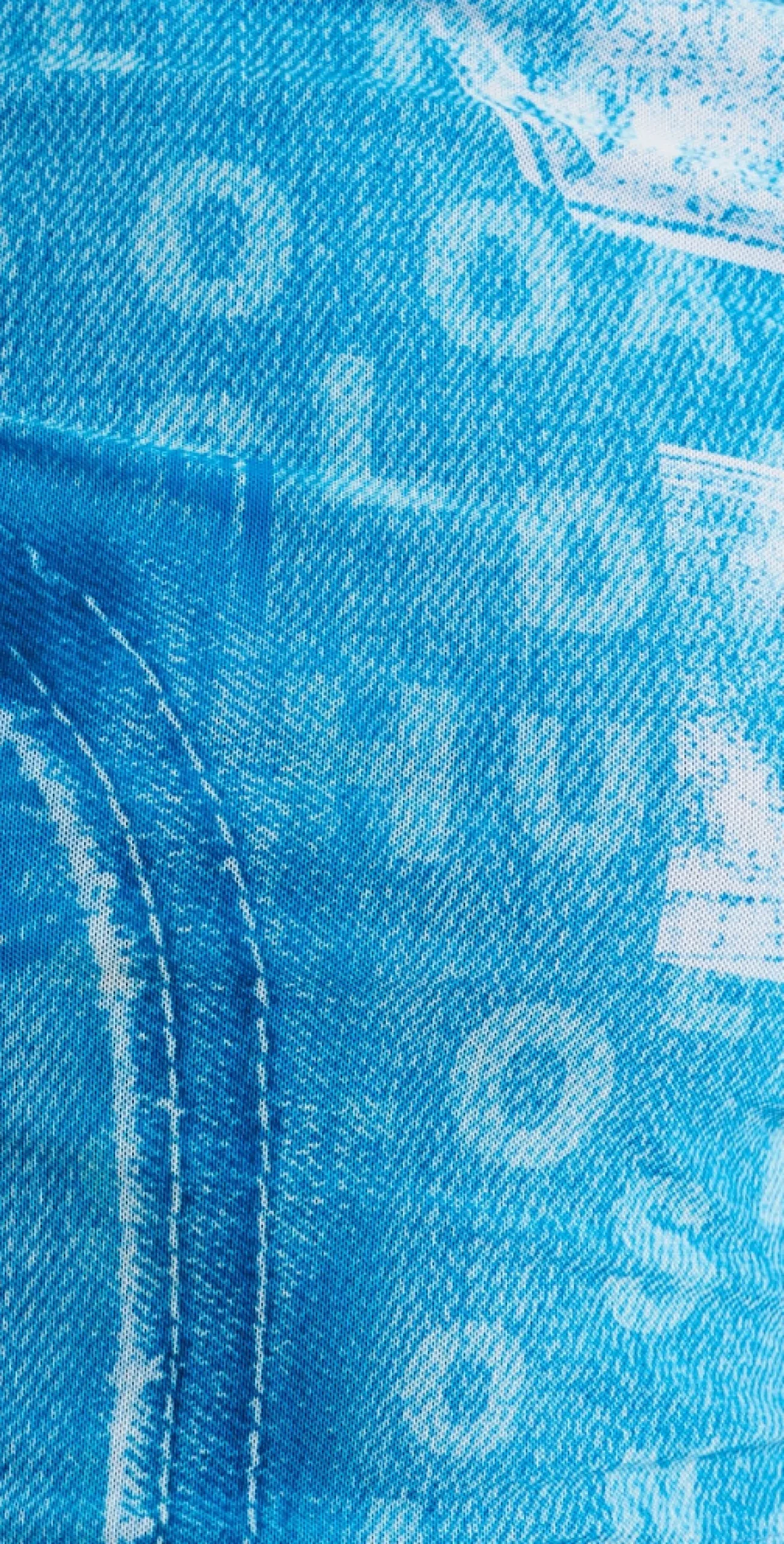 House Of Holland Denim Print High-Neck Top