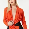 House Of Holland Draped Top In Orange