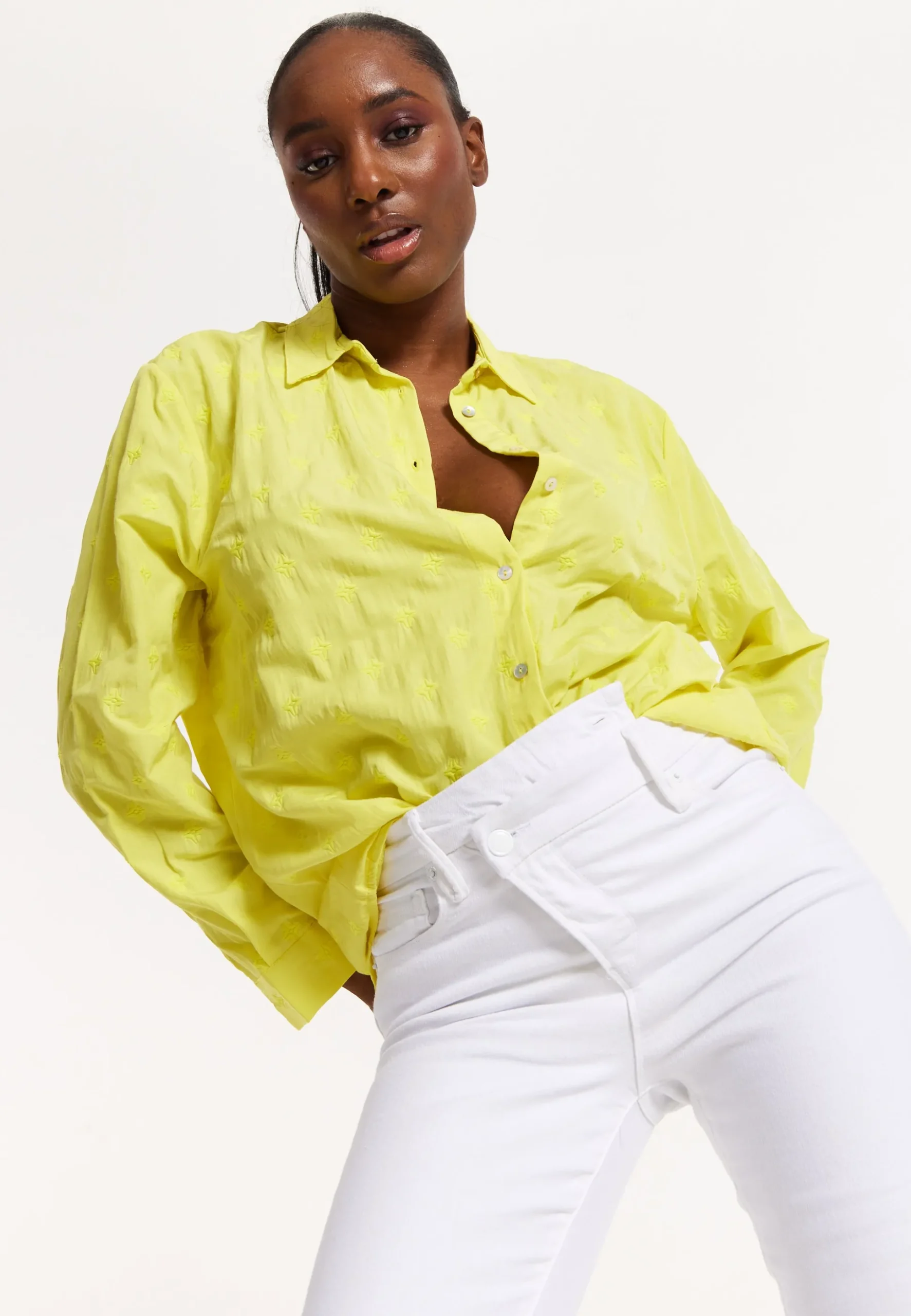 House of Holland Embroidered Yellow Cotton Shirt