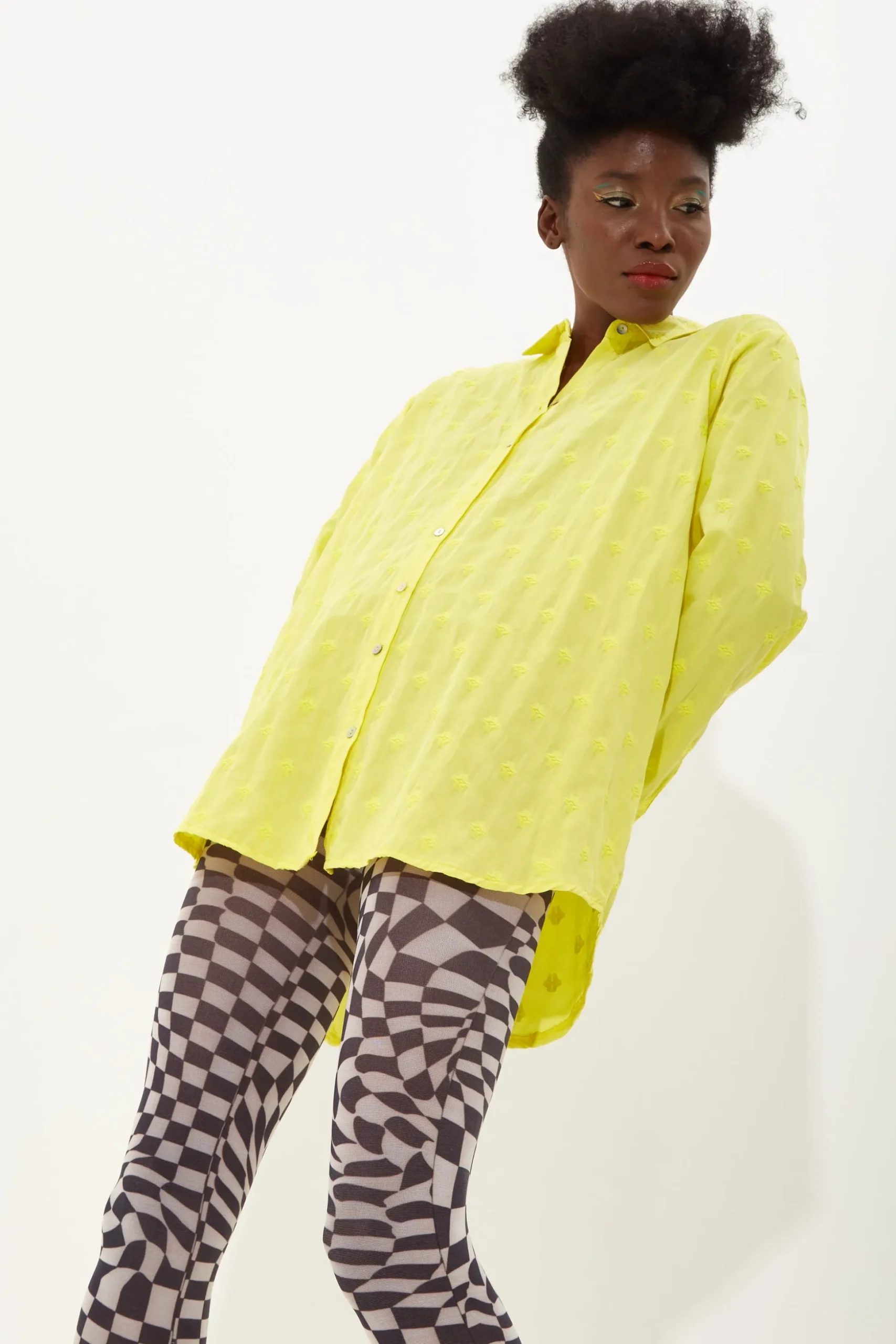 House of Holland Embroidered Yellow Cotton Shirt