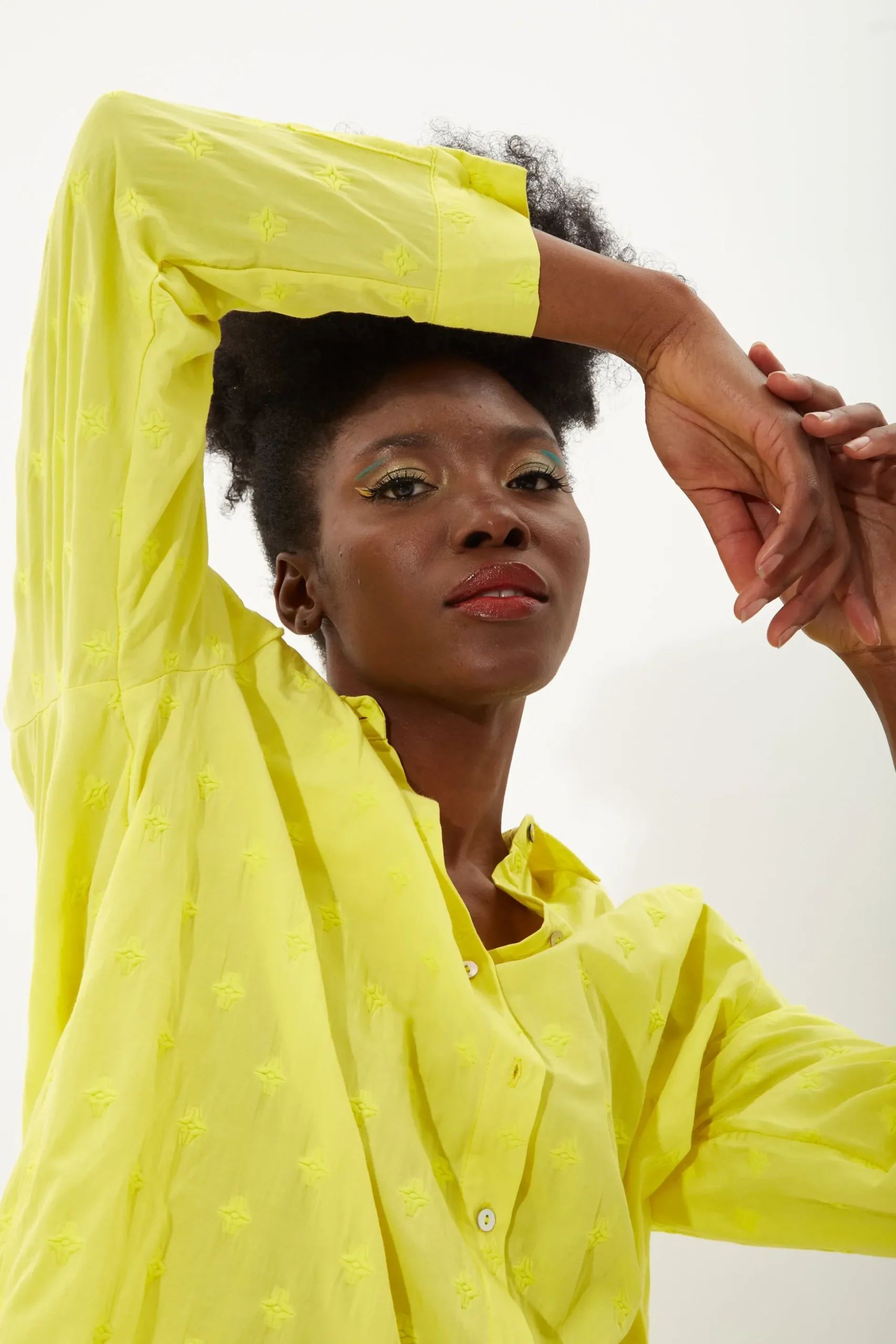 House of Holland Embroidered Yellow Cotton Shirt