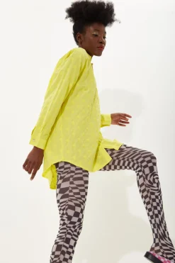 House of Holland Embroidered Yellow Cotton Shirt