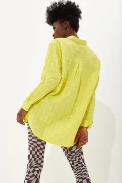 House of Holland Embroidered Yellow Cotton Shirt