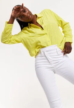 House of Holland Embroidered Yellow Cotton Shirt