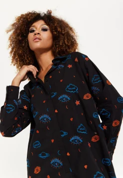 HOUSE OF HOLLAND EMBROIDERED SHIRT IN BLACK