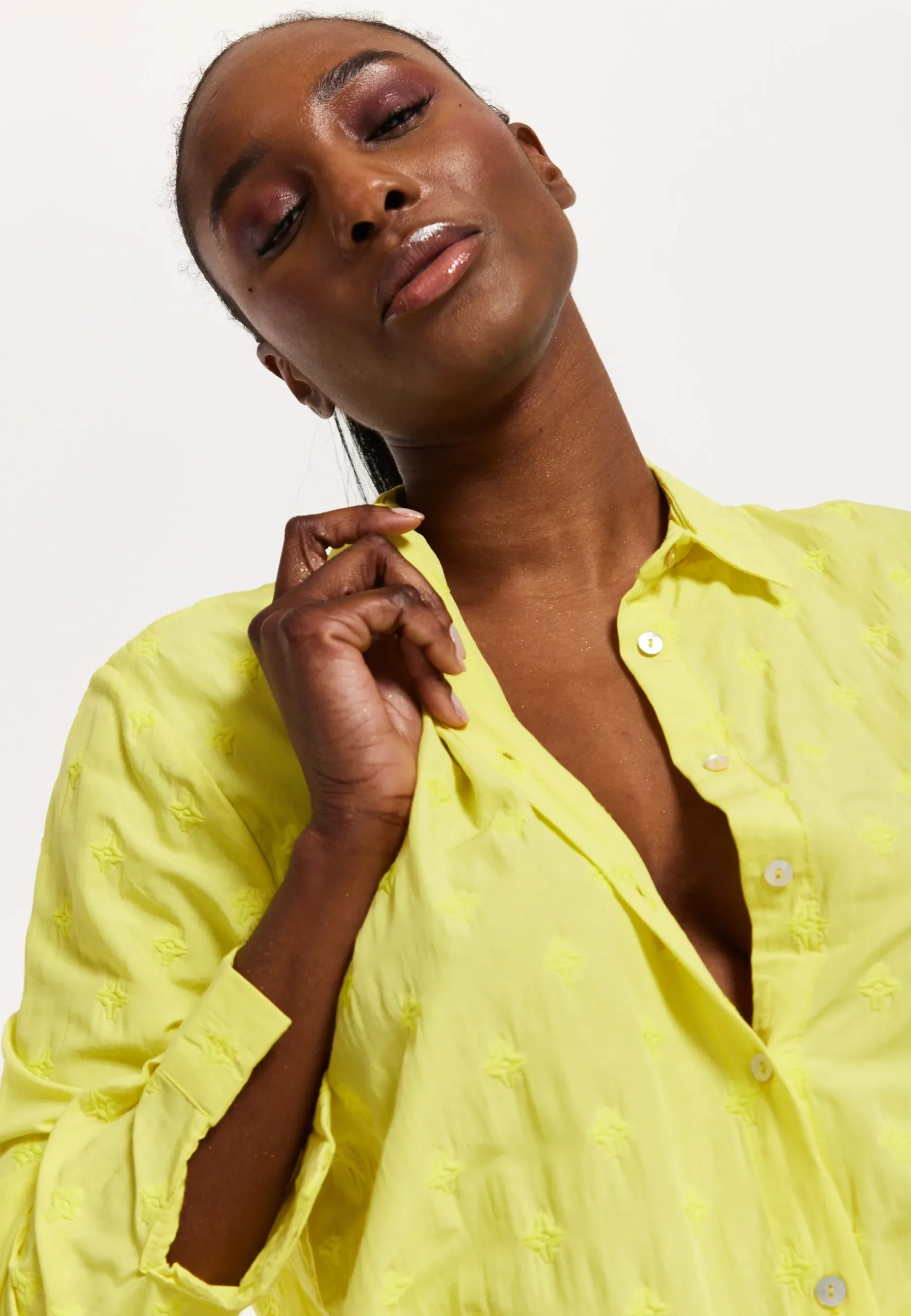 House of Holland Embroidered Yellow Cotton Shirt