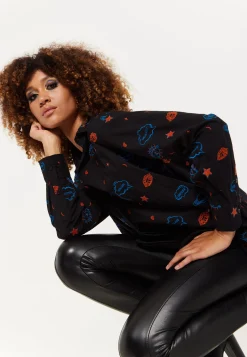 HOUSE OF HOLLAND EMBROIDERED SHIRT IN BLACK
