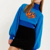 House Of Holland Flame Heart Logo Jumper In Blue