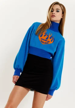 House Of Holland Flame Heart Logo Jumper In Blue