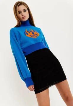 House Of Holland Flame Heart Logo Jumper In Blue