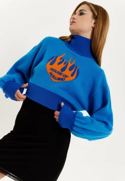 House Of Holland Flame Heart Logo Jumper In Blue