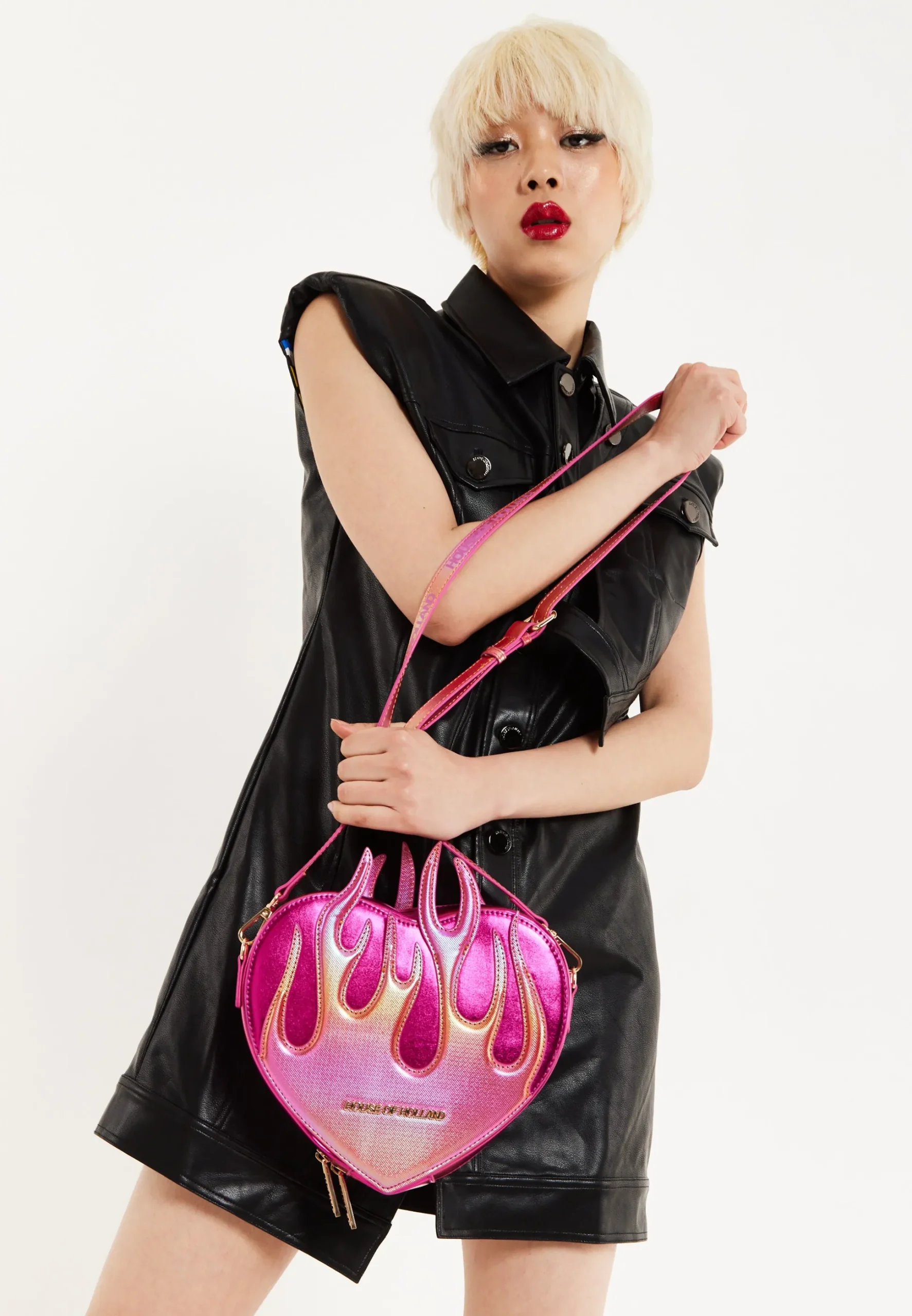 House Of Holland Flaming Heart Crossbody Bag