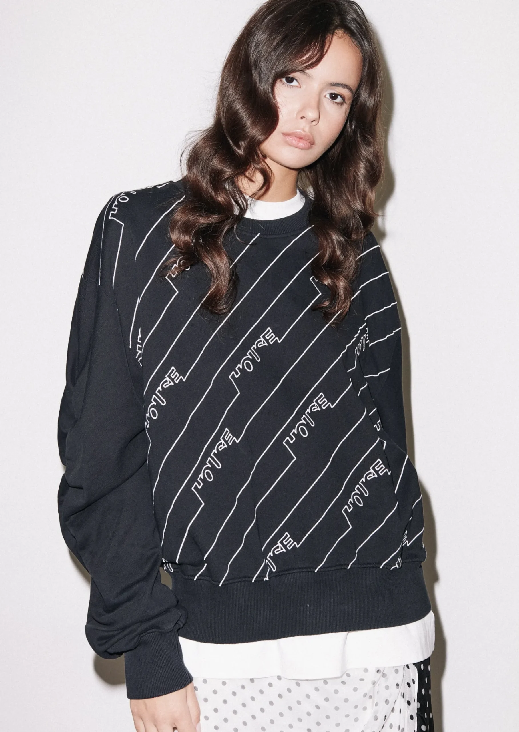 House of Holland Gathered Sleeve Mono Sweatshirt