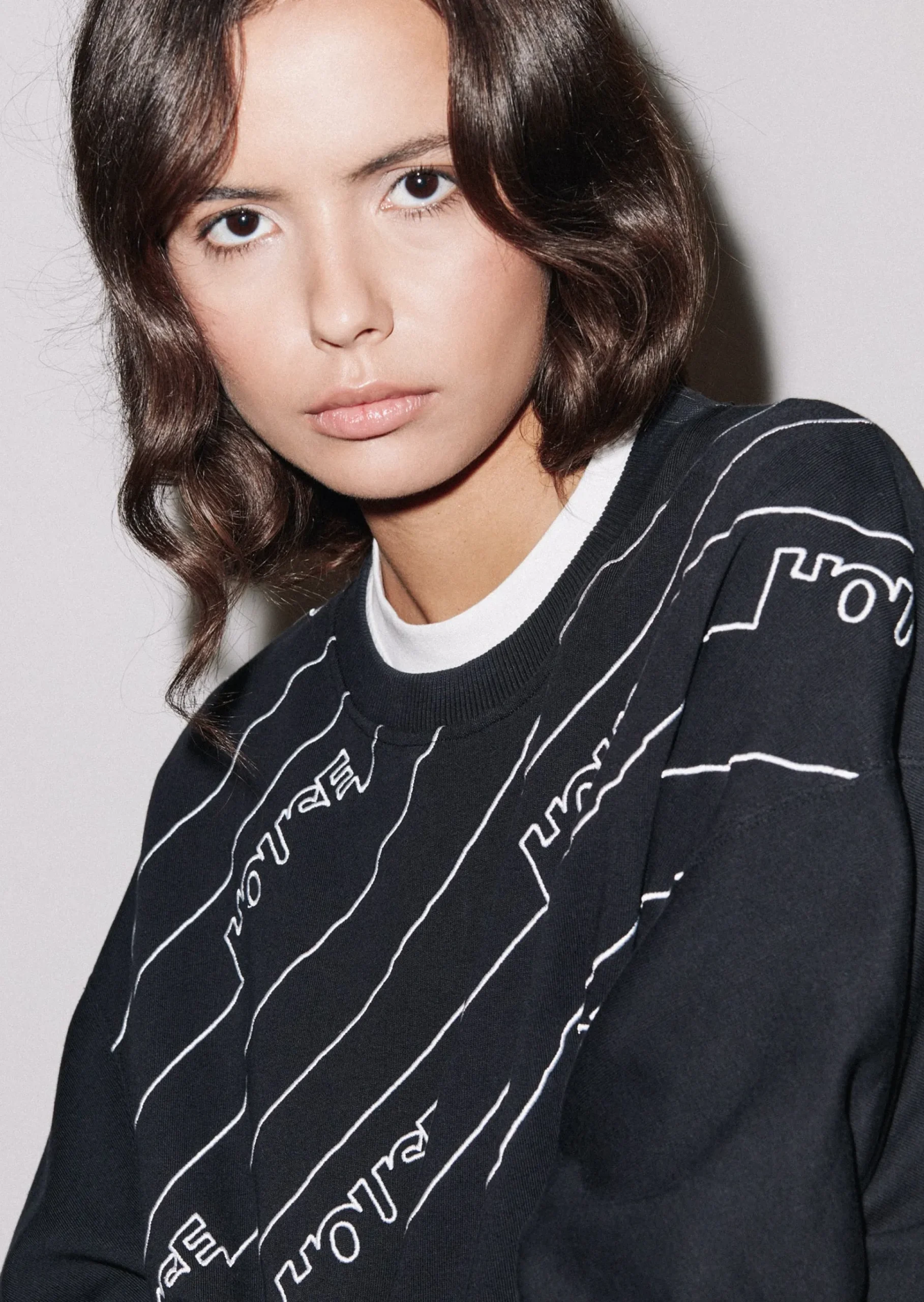House of Holland Gathered Sleeve Mono Sweatshirt