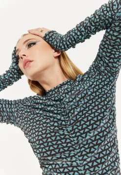 House of Holland Geometric Print Ruched Mini Dress