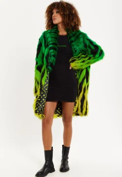 House Of Holland Gradient Zebra Print Faux Fur Coat