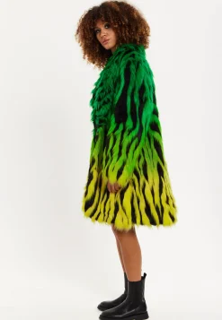 House Of Holland Gradient Zebra Print Faux Fur Coat