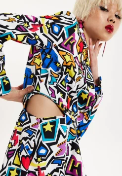 House Of Holland Graphic Pop Art Blazer Playsuit