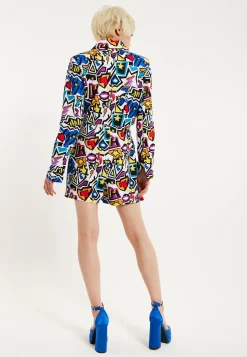 House Of Holland Graphic Pop Art Blazer Playsuit