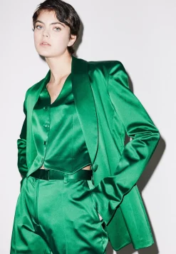 House of Holland Green Satin Tailored Jacket