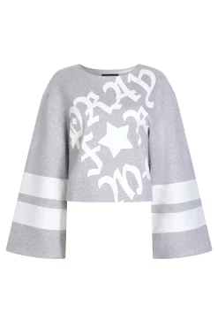 House of Holland Grey 'Pray for Me' Cropped Sweatshirt