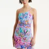 House Of Holland Heart Printed Jersey Mini Dress With Cut Out Details