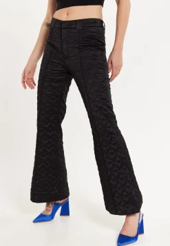 House Of Holland Heart Quilted Trousers in Black