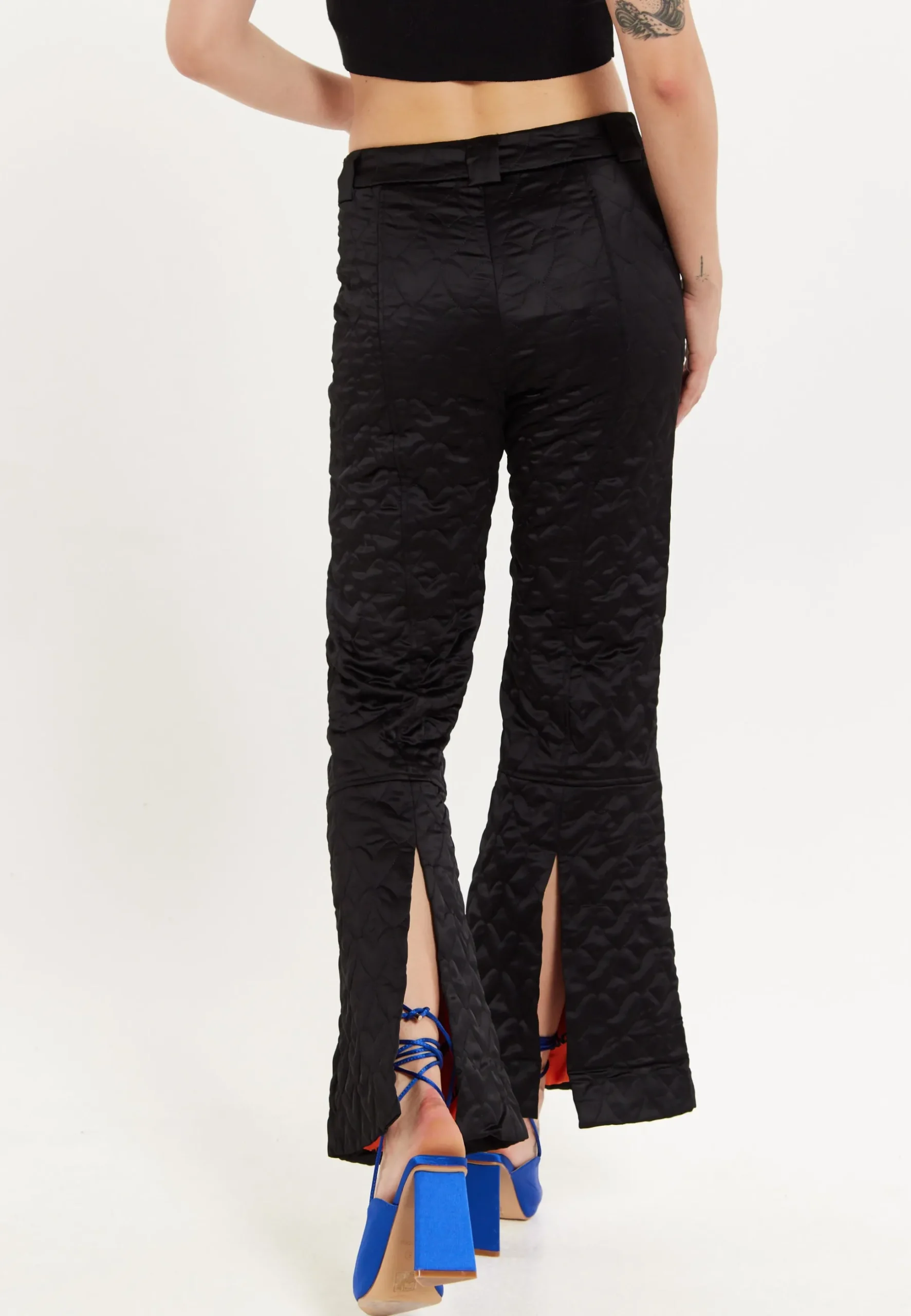 House Of Holland Heart Quilted Trousers in Black