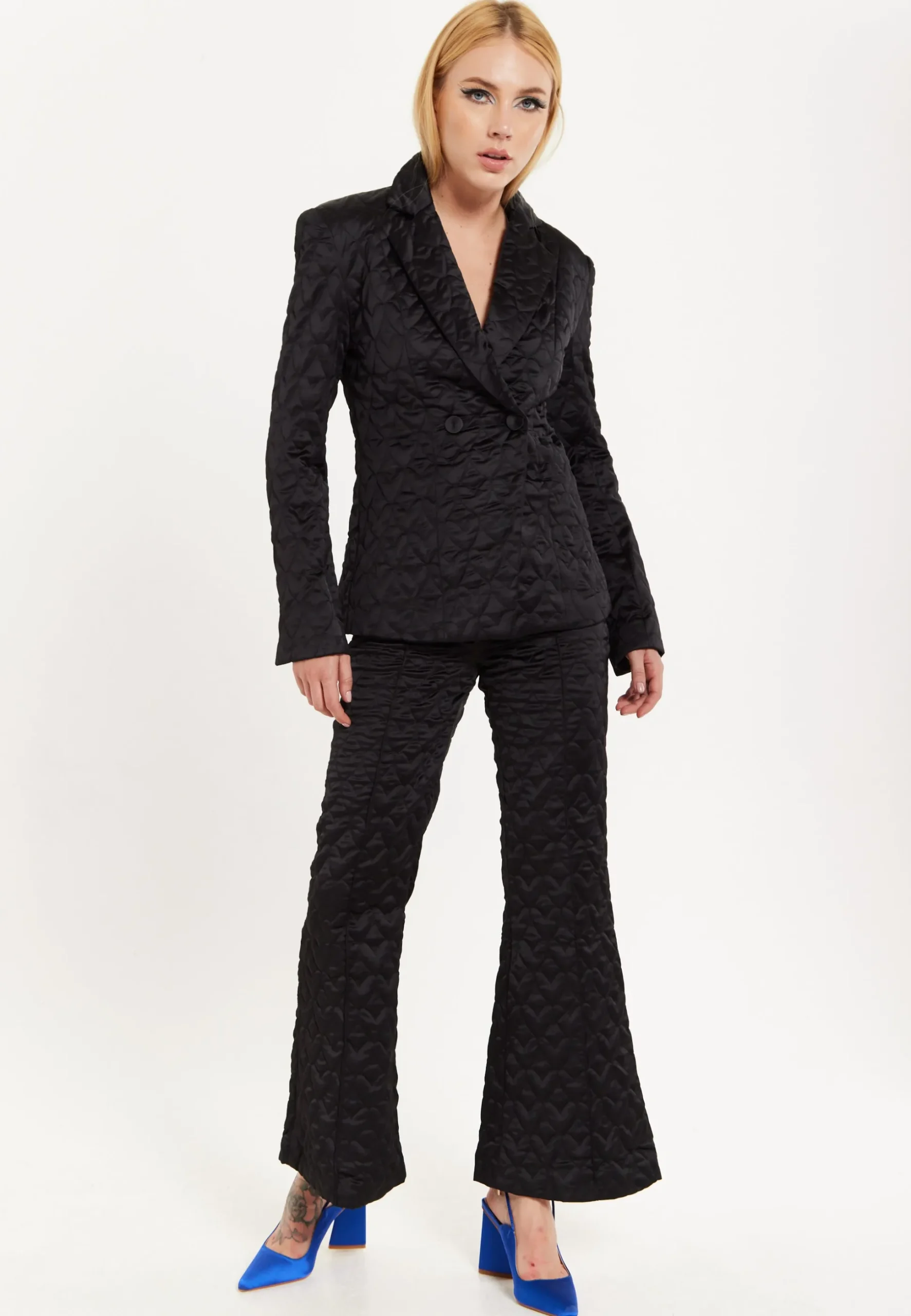 House Of Holland Heart Quilted Trousers in Black