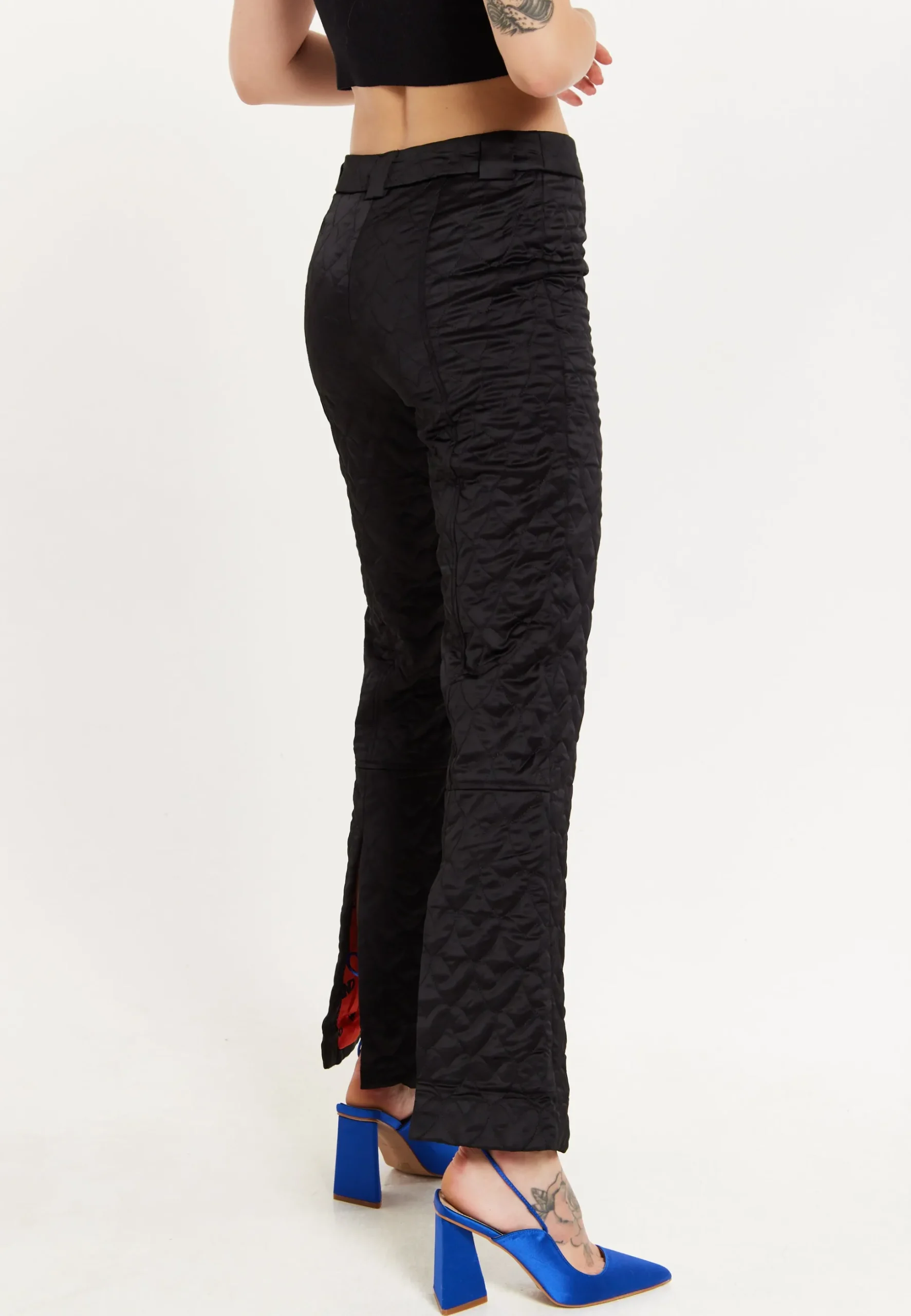 House Of Holland Heart Quilted Trousers in Black